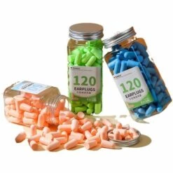 TRIOMPHE Bouchons D'Oreilles 60 Paires, Protection Auditive 35.5dB Avec étui En Aluminium, Bouchons D Oreille Pour Dormir, étudier, Voyager,Construction -Protection auditive et tête Soldes 2022 39709995 3