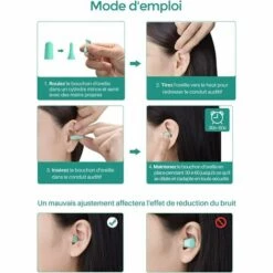 TRIOMPHE Bouchons D'Oreilles 60 Paires, Protection Auditive 35.5dB Avec étui En Aluminium, Bouchons D Oreille Pour Dormir, étudier, Voyager,Construction -Protection auditive et tête Soldes 2022 39709995 4