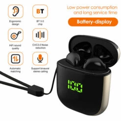 ASUPERMALL Ecouteur BT 5.0 Touche Casque Sports Casque D'affichage Numerique, Gold Noir Et Sans Fil Sans Fil -Protection auditive et tête Soldes 2022 40263852 3