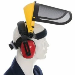 SILVERLINE CASQUE ANTI BRUIT AVEC VISIERE GRILLAGEE DE PROTECTION RELEVABLE