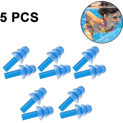 DEVENIRRICHE 5 Paires De Bouchons D'oreilles Pour Enfants Anti-bruit Réutilisables Pour Dormir Et Nager, Bleu 4 DEVENIRRICHE 5 Paires De Bouchons D'oreilles Pour Enfants Anti-bruit Réutilisables Pour Dormir Et Nager, Bleu – Image 2