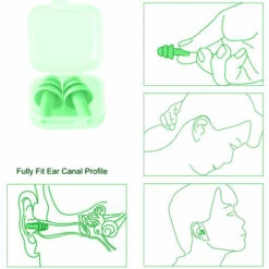 DEVENIRRICHE 5 Paires De Bouchons D'oreilles Pour Enfants Anti-bruit Réutilisables Pour Dormir Et Nager, Vert -Protection auditive et tête Soldes 2022 41659016 4