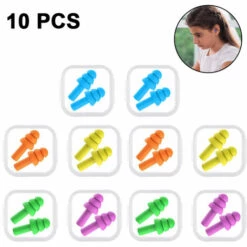 DEVENIRRICHE 5 Paires De Bouchons D'oreilles De Natation En Silicone Antibruit Bouchons D'oreilles Réutilisables Et étanches Avec étui Pour Nager Et Dormir