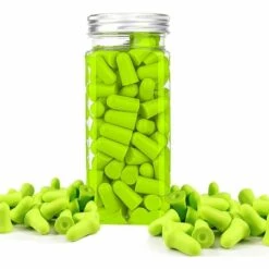 VERSAILLESFR 60 Paires De Bouchons D’oreille En Mousse Souple Avec Boîte De Transport Et Couvercle En Aluminium - Rapport Signal Bruit De 38 DB, Réduction Du Bruit, Protection Auditive - Coloris Vert