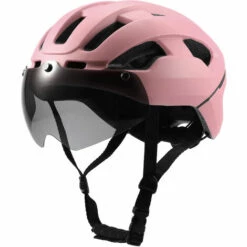 HAPPYSHOPPING Casque De Cyclisme Respirant Avec Lunettes Magnetiques Pour Feu Arriere Femmes Hommes Casque De Securite Leger Casque De Velo, Modele: Rose - Modele:Rose