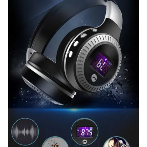 Casque Bluetooth Sans Fil Monté Sur La Tête, Casque De Jeu Pour Téléphone Portable Pour Ordinateur à Carte(Blanc Et Bleu),HANBING 5 Casque Bluetooth Sans Fil Monté Sur La Tête, Casque De Jeu Pour Téléphone Portable Pour Ordinateur à Carte(Blanc Et Bleu),HANBING – Image 3