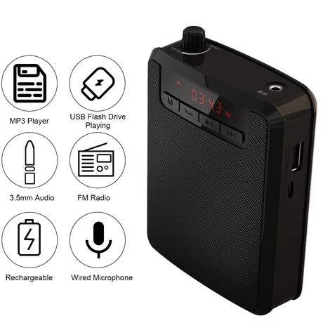 ASUPERMALL Amplificateur Vocal Portable Amplificateur De Vioce Rechargeable Avec Casque De Microphone Cable Et Ceinture Pour L'Enseignement De La Formation De Chant, Noir 5 ASUPERMALL Amplificateur Vocal Portable Amplificateur De Vioce Rechargeable Avec Casque De Microphone Cable Et Ceinture Pour L'Enseignement De La Formation De Chant, Noir – Image 3