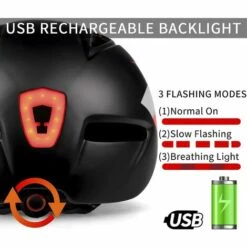 TINOR Casque De Vélo Avec Protection Des Yeux Feu Arrière à LED Câble De Chargement USB Pare-Soleil Amovible Lunettes Magnétiques Casque Réglable Respirant Pour Femmes Et Hommes 52-61cm (Rouge) -Protection auditive et tête Soldes 2022 48339272 3