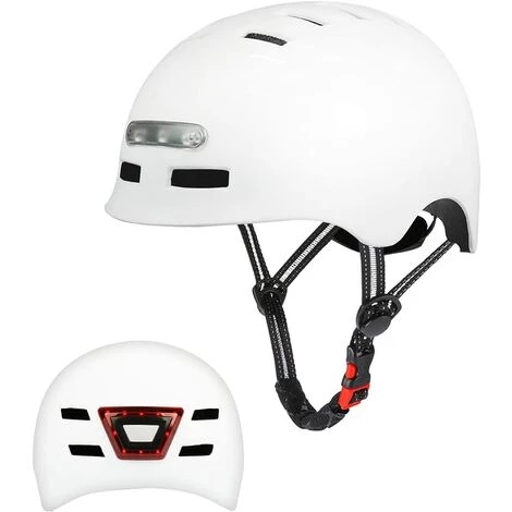 TINOR Casque De Vélo Avec Lumière LED Casque Trottinette Electrique Blanc (58-61cm) 3 TINOR Casque De Vélo Avec Lumière LED Casque Trottinette Electrique Blanc (58-61cm)