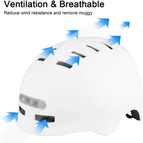 TINOR Casque De Vélo Avec Lumière LED Casque Trottinette Electrique Blanc (58-61cm) 7 TINOR Casque De Vélo Avec Lumière LED Casque Trottinette Electrique Blanc (58-61cm) – Image 5