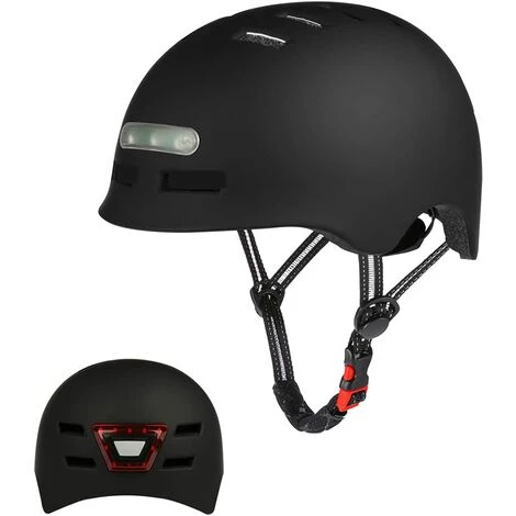 TINOR Casque De Vélo Avec Lumière LED Casque Trottinette Electrique Noir (54-57cm) 3 TINOR Casque De Vélo Avec Lumière LED Casque Trottinette Electrique Noir (54-57cm)