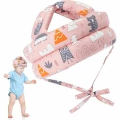 DEVENIRRICHE Protecteur De Tête De Bébé, Casque De Protection Pour Bébé, 1 Pièce Bébé Casque De Sécurité, Fabriqué En Coton Doux Pour La Peau, Réglable, Pour Les Enfants De 6 Mois à 5 Ans
