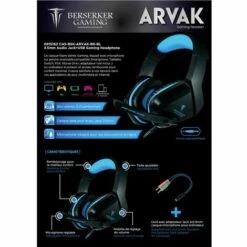 Berserker Gaming AVRAK Gaming Micro-casque Supra-auriculaire Filaire Stereo Noir, Bleu -Protection auditive et tête Soldes 2022 51161674 2