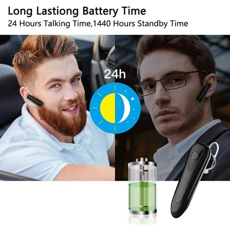 ZHUOXUAN Oreillette Bluetooth V5.0 Sans Fil Appel 24 Heures Sur 24 Casque D'entreprise Mains Libres Avec Microphone Antibruit Compatible Avec IPhone Samsung Android Driver Truck Driver 7 ZHUOXUAN Oreillette Bluetooth V5.0 Sans Fil Appel 24 Heures Sur 24 Casque D'entreprise Mains Libres Avec Microphone Antibruit Compatible Avec IPhone Samsung Android Driver Truck Driver – Image 5