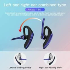 ZHUOXUAN 10 Ones Design Écouteurs Sans Fil, Casque Bluetooth 5.1 Avec Crochet D'oreille Binaural, Casque D'écoute Portable Indolore, Microphone Intégré Pouvant être Tourné à 180 ° (bleu) -Protection auditive et tête Soldes 2022 51454616 3