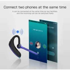 ZHUOXUAN 10 Ones Design Écouteurs Sans Fil, Casque Bluetooth 5.1 Avec Crochet D'oreille Binaural, Casque D'écoute Portable Indolore, Microphone Intégré Pouvant être Tourné à 180 ° (bleu) -Protection auditive et tête Soldes 2022 51454616 4