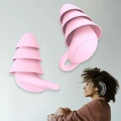 ALMI Bouchon D'oreille En Silicone Pour La Suppression Du Bruit De Sommeil, Boule Quies Pour Le Sommeil Réutilisable Souple, Structure Parapluie à Trois Couches Boules Quies Nager Ronfler Rose