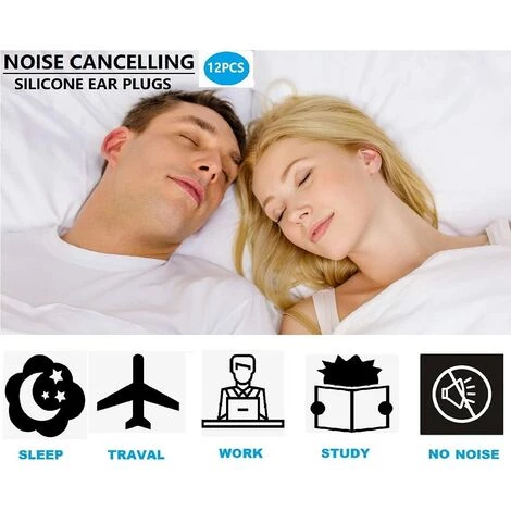 ALMI Bouchons D'Oreille En Silicone, 12 Pièces, Réutilisables, Antibruit, Couchage Bouchons Doreilles, Son Blocage Bouchons Doreilles Pour Sommeil, Concerts, Apprendre 4 ALMI Bouchons D'Oreille En Silicone, 12 Pièces, Réutilisables, Antibruit, Couchage Bouchons Doreilles, Son Blocage Bouchons Doreilles Pour Sommeil, Concerts, Apprendre – Image 2