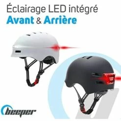 Kartokner - Casque Vélo, Trottinette Avec Feux Avant Et Arrière Intégrés ME135 -Protection auditive et tête Soldes 2022 53099867 2