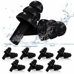 TANABATA 8 Paires Bouchons D'Oreilles Réutilisables à Réduction De Bruit Bouchons D'Oreilles Flexibles Flottants Bouchons D'Oreilles En Silicone Souple Pour Sommeil Ronflement Concerts Voyage (Noir)