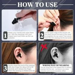 TANABATA 8 Paires Bouchons D'Oreilles Réutilisables à Réduction De Bruit Bouchons D'Oreilles Flexibles Flottants Bouchons D'Oreilles En Silicone Souple Pour Sommeil Ronflement Concerts Voyage (Noir) -Protection auditive et tête Soldes 2022 53927499 3