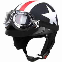 SUPERSELLER Casque De Moto Demi-visage Ouvert Avec Lunettes Visière écharpe Motard Scooter Casque De Tourisme - Multicolore