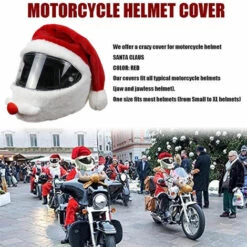 SUPERSELLER Chapeau De Casque De Moto De Père Noël Unisexe, Housse De Casque De Père Noël En Peluche Rouge Et Blanc Confortable En Velours Pour Noël, Nouvel An, Fournitures De Fête De Vacances - Rouge -Protection auditive et tête Soldes 2022 54241342 3