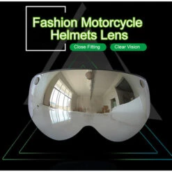 SUPERSELLER Lentille De Casque De Moto Anti-UV Anti-rayures Rétro Mode Visière Pare-vent Lentille Universelle Pour Casques à Face Ouverte Standard à 3 Boutons-pression - Argent -Protection auditive et tête Soldes 2022 54448235 2