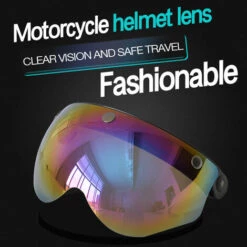 SUPERSELLER Lentille De Casque De Moto Anti-UV Anti-rayures Rétro Mode Visière Pare-vent Lentille Universelle Pour Casques à Face Ouverte Standard à 3 Boutons-pression - Argent -Protection auditive et tête Soldes 2022 54448235 3