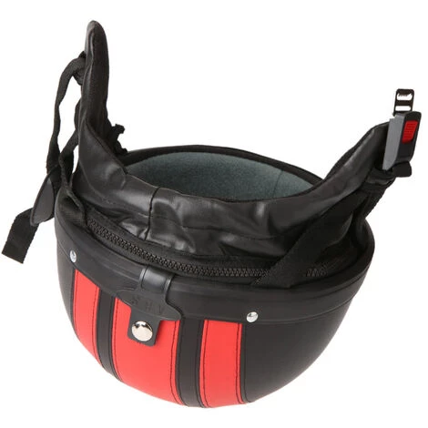 SUPERSELLER Casque Moto Scooter Demi-visage En Cuir Avec Visière Lunettes UV Style Rétro Vintage 54-60cm - Rouge 7 SUPERSELLER Casque Moto Scooter Demi-visage En Cuir Avec Visière Lunettes UV Style Rétro Vintage 54-60cm - Rouge – Image 5