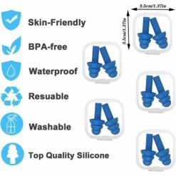 CADEAUX 5 Paires Bouchons D'oreille En Silicone, Bouchons D'oreille Pour Dormir, Nager Bouchons D'oreilles Étanches, Réutilisables Réduction De Bruit Bouchons D'oreille Convient Pour Travail, Sommeil -Protection auditive et tête Soldes 2022 54854526 4