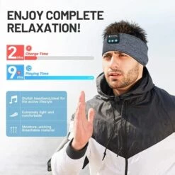 TINOR Casque De Sommeil Sans Fil Bluetooth V5.0 Bandeau De Sport Ecouteurs Avec Ultra-Fins HD Stéréo Haut-parleurs,Parfait Pour Sport,Dormeurs Latéraux,Voyage En Avion,Méditation Et Relaxation Gris 9 TINOR Casque De Sommeil Sans Fil Bluetooth V5.0 Bandeau De Sport Ecouteurs Avec Ultra-Fins HD Stéréo Haut-parleurs,Parfait Pour Sport,Dormeurs Latéraux,Voyage En Avion,Méditation Et Relaxation Gris -Protection auditive et tête Soldes 2022 55425809 3