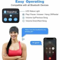 ZHUOXUAN Cadeaux De Bandeau Bluetooth Pour Hommes Et Femmes - Cadeau Original Bandeau Musique Casque Masque De Nuit Pour Homme, Cadeau Créatif Bandeau Bluetooth Masque Pour Les Yeux Endormis Pour Femme, Cadeau De Noël Bandeau Masque De Sommeil -Protection auditive et tête Soldes 2022 55488578 4