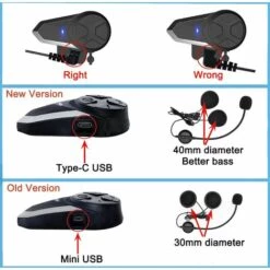 ILOVEMILAN Kit Main Libre Moto,BT-S3 Intercom Moto 1000m Oreillette Bluetooth Pour Casque Moto Ecouteur Sans Fil -Protection auditive et tête Soldes 2022 55523974 2