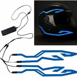 PERLE RARE Bande Lumineuse Pour Casque De Moto, Lumière Pour Casque De Moto Rechargeable Kit De Décoration Le Pour La Conduite De Nuit Pour La Plupart Des Casques Avec étiquette De Signal LED（bleu）