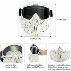 ILOVEMILAN Lunettes De Moto Masque Facial Détachable Casque Anti-buée Coupe-vent Verres De Vélo Pour Le Dessert Hors Route Équitation Courses Convient Aux Hommes Femmes(Blanc) 8 ILOVEMILAN Lunettes De Moto Masque Facial Détachable Casque Anti-buée Coupe-vent Verres De Vélo Pour Le Dessert Hors Route Équitation Courses Convient Aux Hommes Femmes(Blanc) -Protection auditive et tête Soldes 2022 55608899 2