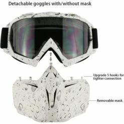 ILOVEMILAN Lunettes De Moto Masque Facial Détachable Casque Anti-buée Coupe-vent Verres De Vélo Pour Le Dessert Hors Route Équitation Courses Convient Aux Hommes Femmes(Blanc) 9 ILOVEMILAN Lunettes De Moto Masque Facial Détachable Casque Anti-buée Coupe-vent Verres De Vélo Pour Le Dessert Hors Route Équitation Courses Convient Aux Hommes Femmes(Blanc) -Protection auditive et tête Soldes 2022 55608899 3
