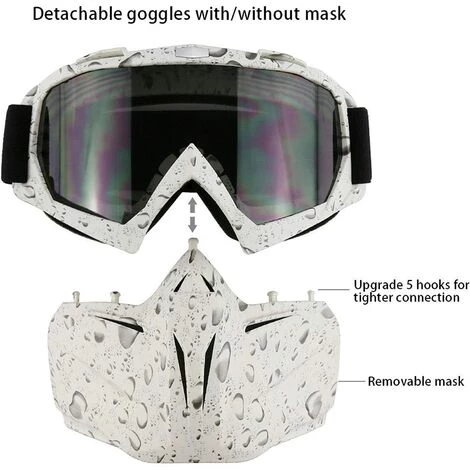 ILOVEMILAN Lunettes De Moto Masque Facial Détachable Casque Anti-buée Coupe-vent Verres De Vélo Pour Le Dessert Hors Route Équitation Courses Convient Aux Hommes Femmes(Blanc) 5 ILOVEMILAN Lunettes De Moto Masque Facial Détachable Casque Anti-buée Coupe-vent Verres De Vélo Pour Le Dessert Hors Route Équitation Courses Convient Aux Hommes Femmes(Blanc) – Image 3