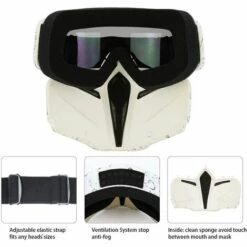 ILOVEMILAN Lunettes De Moto Masque Facial Détachable Casque Anti-buée Coupe-vent Verres De Vélo Pour Le Dessert Hors Route Équitation Courses Convient Aux Hommes Femmes(Blanc) 10 ILOVEMILAN Lunettes De Moto Masque Facial Détachable Casque Anti-buée Coupe-vent Verres De Vélo Pour Le Dessert Hors Route Équitation Courses Convient Aux Hommes Femmes(Blanc) -Protection auditive et tête Soldes 2022 55608899 4