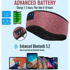 ILOVEMILAN Bandeau Casques Écouteurs Bluetooth Sans Fil Cadeau Pour Homme Femme, Ecouteur De Musique HiFi Stéréo Micro,10 Heures De Lecture, IPX6 Résistant à L'eau (Rouge) 10 ILOVEMILAN Bandeau Casques Écouteurs Bluetooth Sans Fil Cadeau Pour Homme Femme, Ecouteur De Musique HiFi Stéréo Micro,10 Heures De Lecture, IPX6 Résistant à L'eau (Rouge) -Protection auditive et tête Soldes 2022 56051600 4