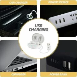 DECKON Appareil Auditif Rechargeable Amplificateur De Son Auditif Invisible, Lot De 2 Noir -Protection auditive et tête Soldes 2022 56382720 5