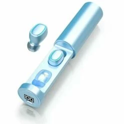 GroupM Casque Sans Fil Bluetooth 5.0 à Suppression De Bruit Avec écran LED à Commande Tactile Et Boîtier De Charge étanche IPX4 (bleu Ciel)