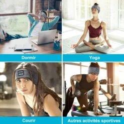 TINOR Ecouteur Sommeil，Casque Sans Fil Bluetooth V5.0 Headband，Haut-parleurs Stéréo HD Ultra-Minces Intégrés，Convient Pour Dormir Sur Le Côté/Sport/Yoga/Fitness/détente -Protection auditive et tête Soldes 2022 57644224 3