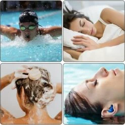 TRIOMPHE Lot De 5 Paires De Bouchons D'oreille étanches En Silicone Réutilisables Pour La Natation, Le Surf, La Douche Et Autres Sports Aquatiques Adultes，T-Audace -Protection auditive et tête Soldes 2022 58379229 5