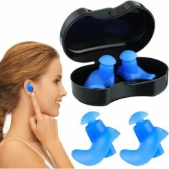 TRIOMPHE 2 Paires Bouchons D'Oreilles De Natation En Silicone Bouchons D'Oreilles Imperméables Bouchons D'Oreilles De Piscine Bouchons D'Oreilles Étanches Bouchons D'Oreilles Pour Sports Nautiques (Bleu)T-Audace