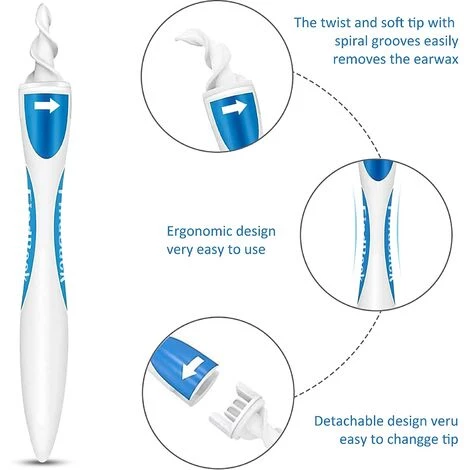 KARTOKNER Nettoyant Oreille,Silicone Spirale Nettoyant Oreilles Avec 16 Têtes De Remplacement,Spirale Cire D'Oreille Nettoyeur,Spirale Kit D'Enlèvement De Cire D'Oreille,pour Enfants Et Adultes 4 KARTOKNER Nettoyant Oreille,Silicone Spirale Nettoyant Oreilles Avec 16 Têtes De Remplacement,Spirale Cire D'Oreille Nettoyeur,Spirale Kit D'Enlèvement De Cire D'Oreille,pour Enfants Et Adultes – Image 2
