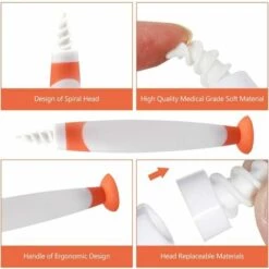 KARTOKNER Nettoyant Oreille, Ear Wax Cleaner, Spirale Kit D'Enlèvement De Cire D'Oreille Nettoyeur D'Oreilles Avec 16 Embouts De Remplacement Lavables En Silicone Pour Adulte Et Enfant, Amélioré(orange) -Protection auditive et tête Soldes 2022 58749188 4