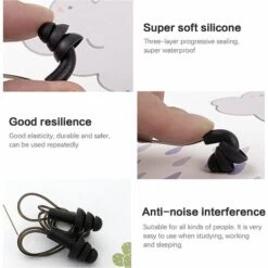 STARLIGHT Bouchons D'oreilles,12 Paires Silicone Earplugs,SL.GT Bouchon D'oreille De Nager,réutilisables Dormir Bouchon D'oreille,Pour Protection Auditive Et Voyage -Protection auditive et tête Soldes 2022 61048115 3
