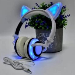 ILOVEMILAN écouteurs Filaires Avec Microphone Pour Enfants Filles Garçons, Casque D'écoute De Cadeau De Chat Kitty à LED Stéréo Réglable On-Ear (Blanc) -Protection auditive et tête Soldes 2022 61072456 4