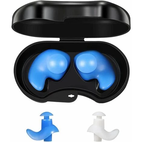 NAXUNNN Lot De 2 Paires De Bouchons D'oreilles étanches Réutilisables En Silicone Pour Le Surf, La Plongée Avec Tuba, Blanc Et Bleu 3 NAXUNNN Lot De 2 Paires De Bouchons D'oreilles étanches Réutilisables En Silicone Pour Le Surf, La Plongée Avec Tuba, Blanc Et Bleu